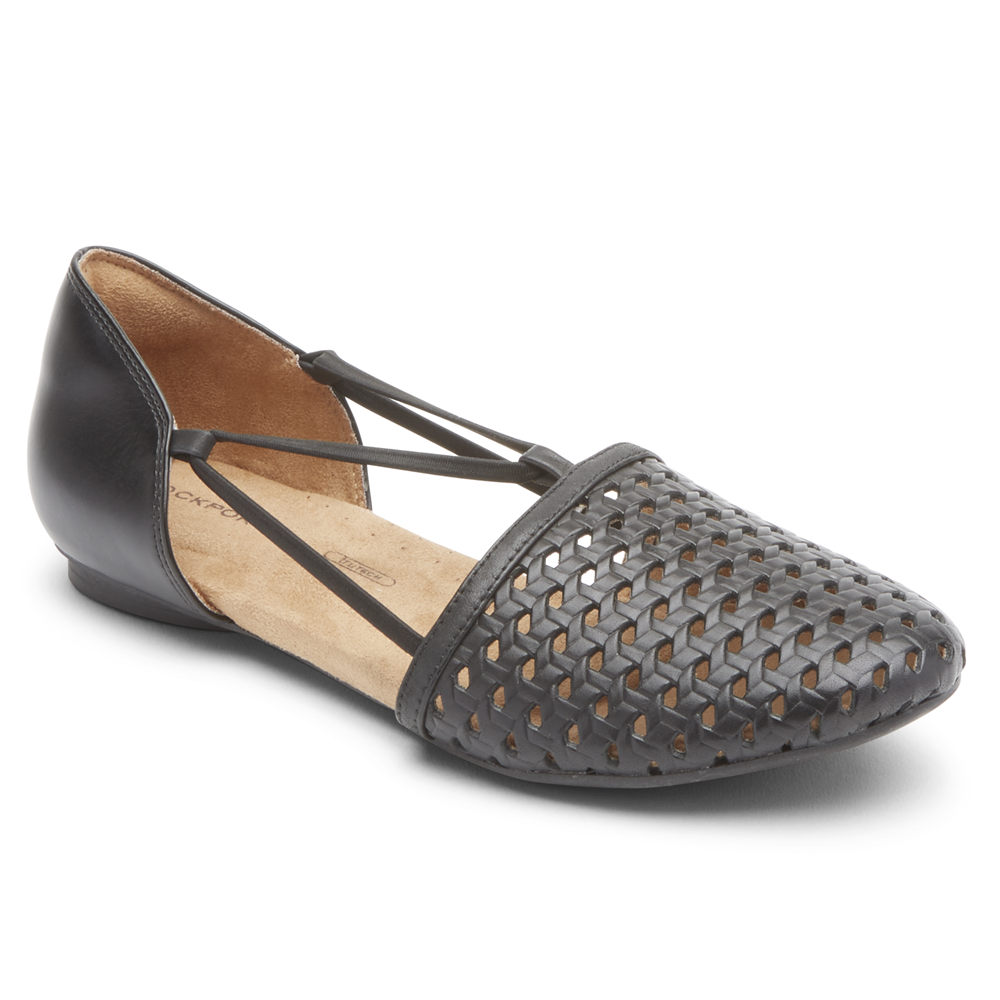 Rockport Flats For Womens Black - Reagan Perforated - RE4391650